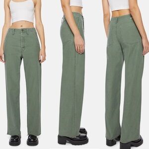 MOTHER MAJOR SNEAK FRAY in Green ROGER THAT Wide Leg Raw Hem Size‎ 23 Army